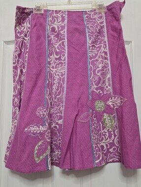 Sigrid Olsen Embroidered Midi Skirt - Pink, size 12